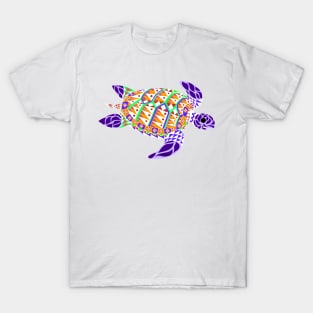 kawaii mexican caguama turtle in ecopop summer in magical totonac patterns T-Shirt